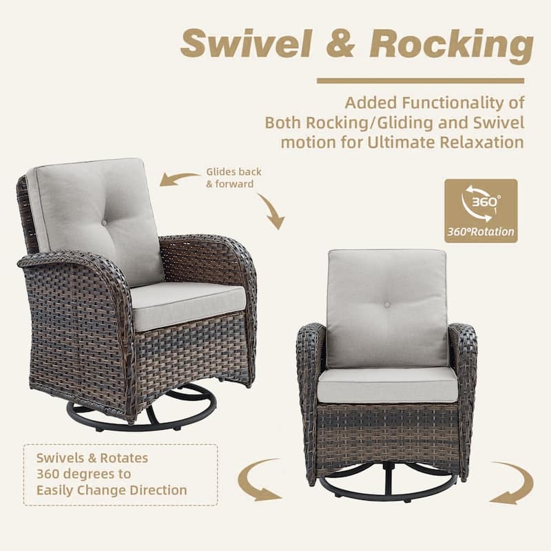 Pocassy Patio Swivel Rocker Chairs with Side Table