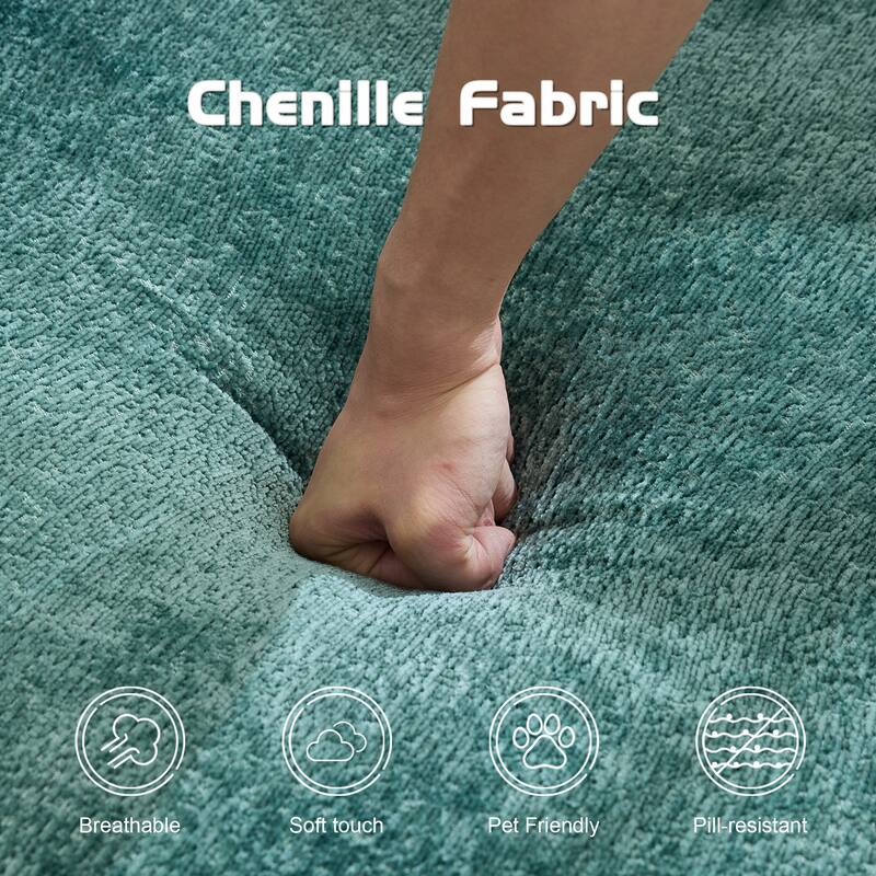 Convertible Floor Sofa Bed - Fixed Frame Chenille Loveseat, Modular Sectional, No Assembly Required