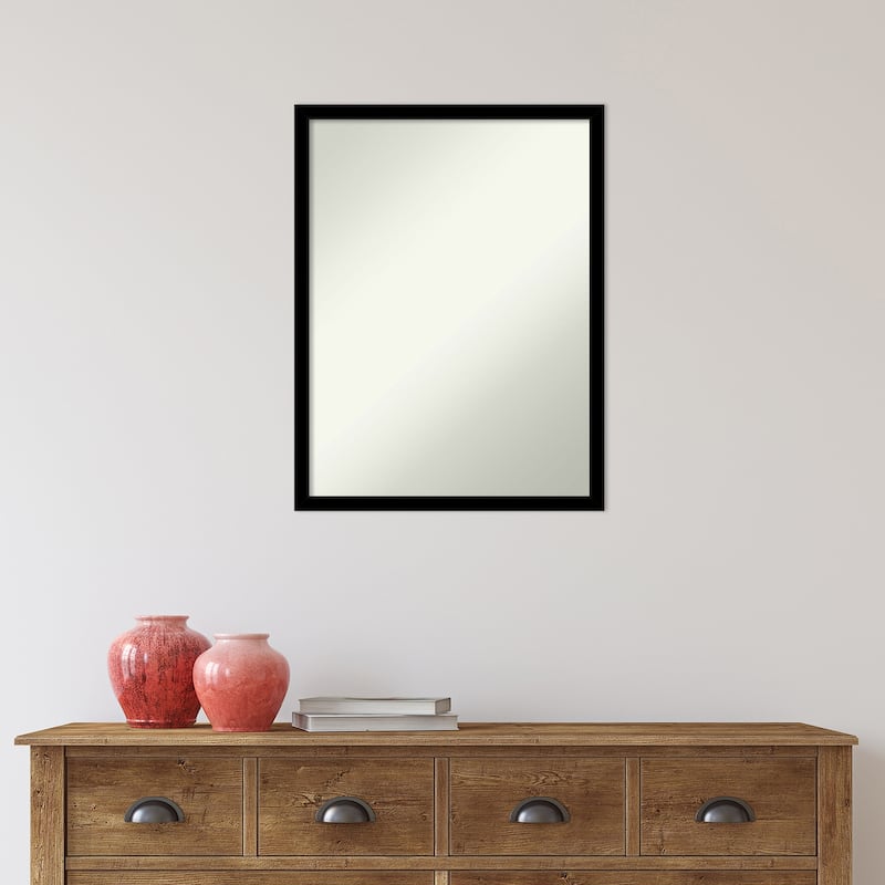 Non-Beveled Bathroom Wall Mirror - Jet Black Frame