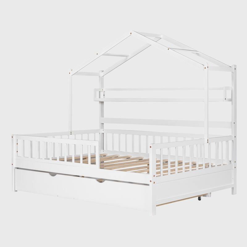 Full Size House Bed with Twin Size Trundle