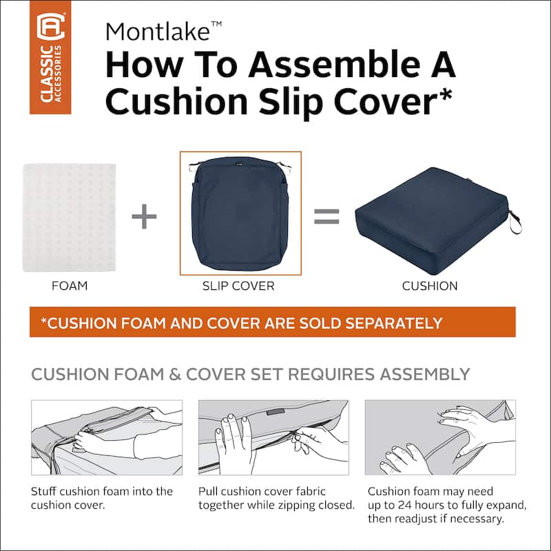 Classic Accessories Montlake Water-Resistant Patio Seat Cushion Slip Cover