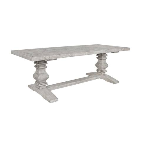 94 Inch Plank Top Wooden Dining Table with Pedestal Base, Gray