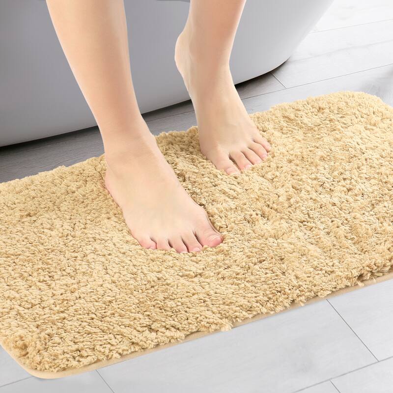Bathroom Rug, Non Slip Extra Thick Microfiber Soft Plush Bath Mats Bathroom Mat - Khaki - 16" x 24"