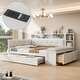 preview thumbnail 2 of 24, GDFStudio - Modern Wooden Full Size Daybed with Trundle, Bench Storage and Charging Station White+CreamCushions - Full
