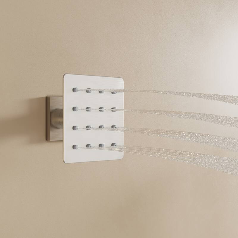 3-Function Ceiling-Mounted Shower System With 12" Ultra-Thin Square Shower Head,Body Jets And Hand Shower(Valve Included)