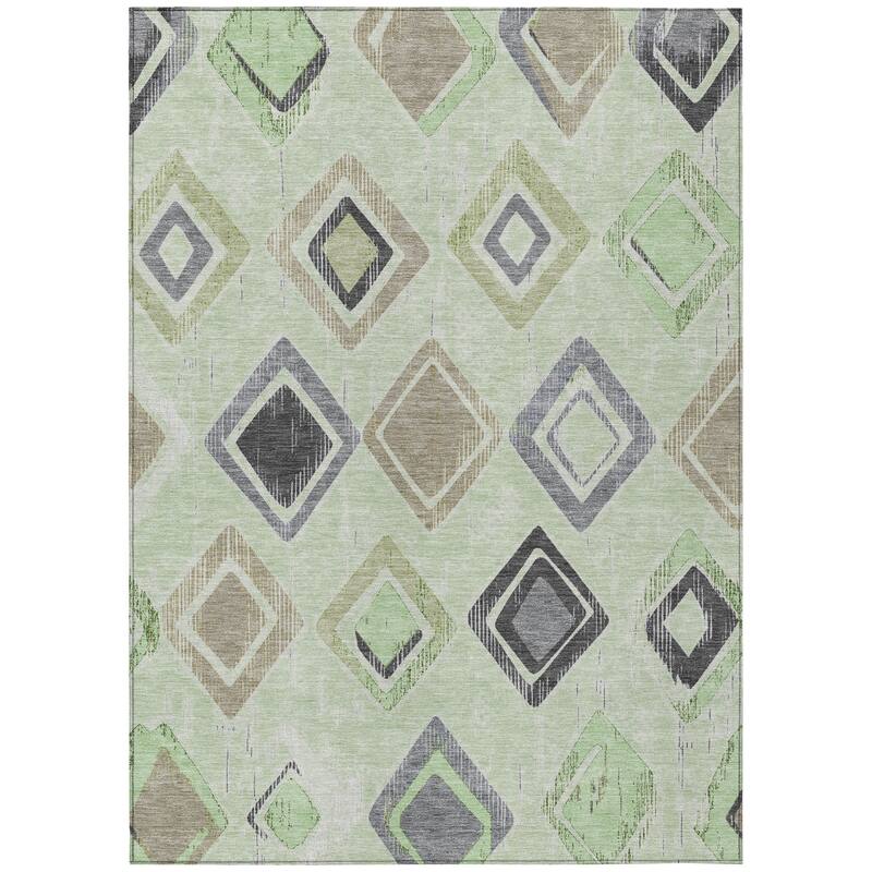 Machine Washable Indoor/Outdoor Diamond Contemporary Chantille Rug