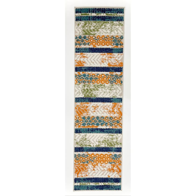 World Rug Gallery Distressed Geometric Indoor/Outdoor Area Rug