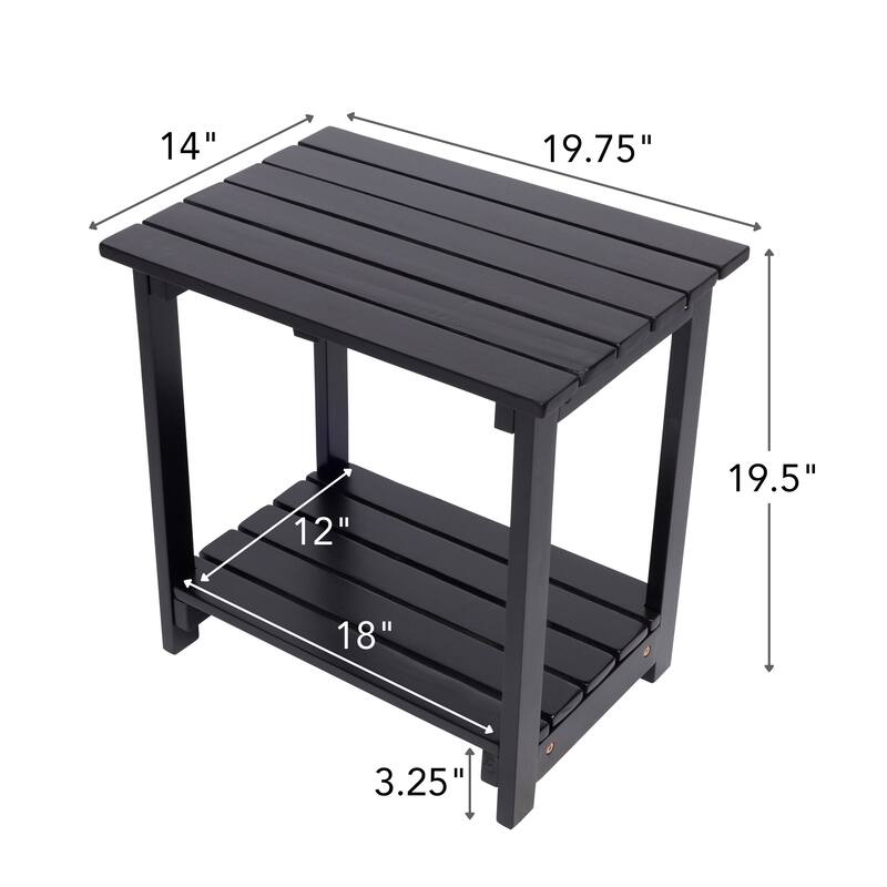 Hampshire 2-Tier Solid Acacia Wood Rectangular Outdoor Side Table