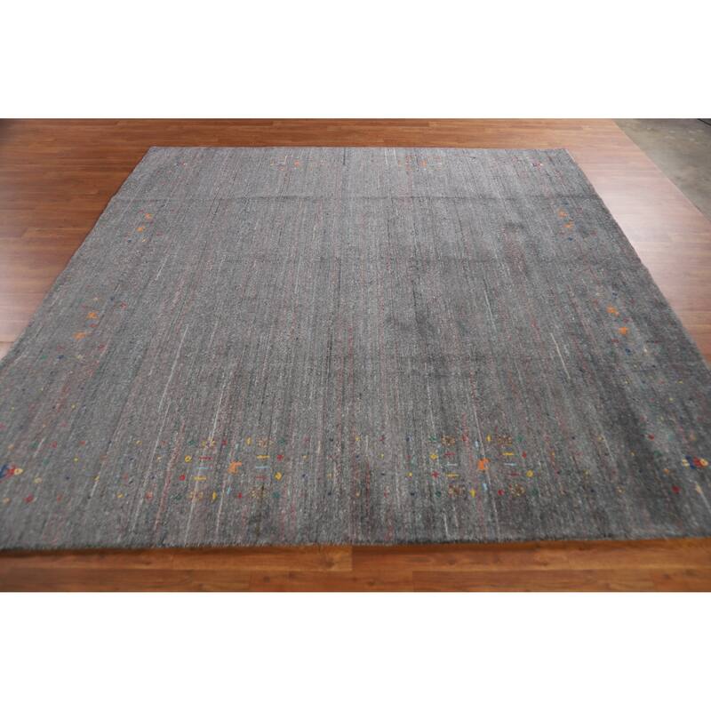 Hand Knotted Oriental 100% Wool Carpet Tribal Tribal Greys & Charcoal Gabbeh Area Rug - 8' 1'' X 8' 2''