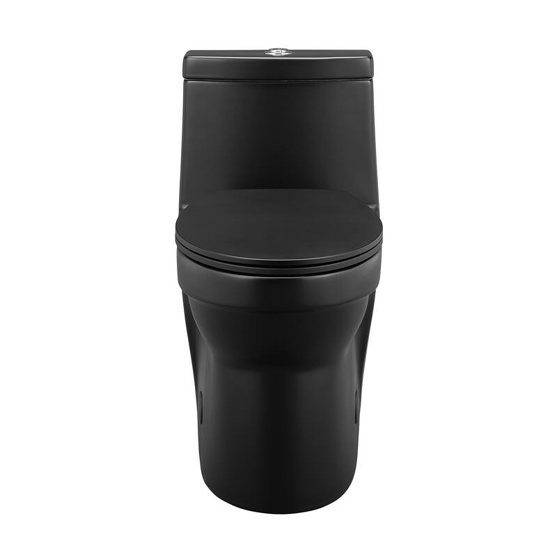 Tours One-Piece Elongated Toilet Vortex Dual-Flush 1.1/1.6 Gpf, Matte Black - 29.2" x 14.95" 28.4" - 29.2" x 14.95" 28.4" - Black