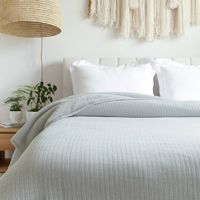 Jennifer Adams Chenille Sherpa Blanket - Queen - Whisper Gray