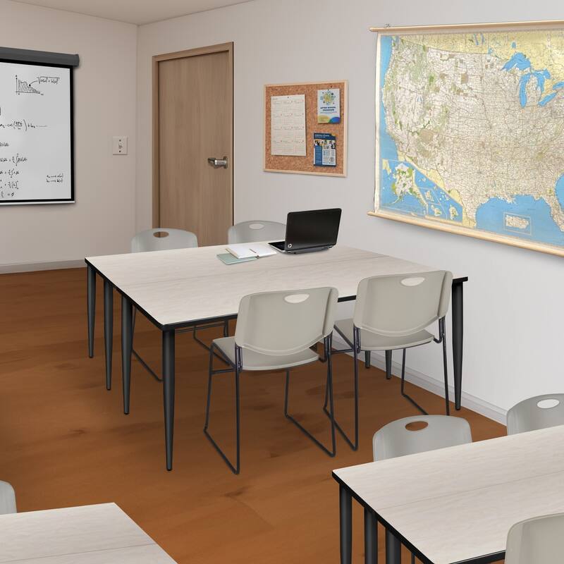 60 x 24 in. Training Seminar Table- Maple Top, Black Tapered Legs