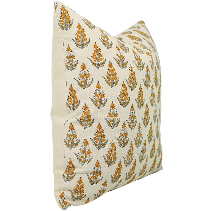 Fabdivine Hand Block Print Pillowcase in Cotton for Hotel Floral Cushion Cover Farmhouse Throw Décor, Coastal Tulip
