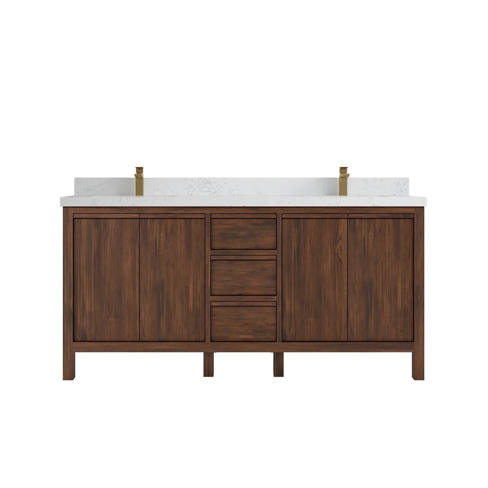 Willow Collections 72 in. W x 22 in. D Elizabeth Solid Teak Wood Double Sink Bathroom Vanity with Countertop