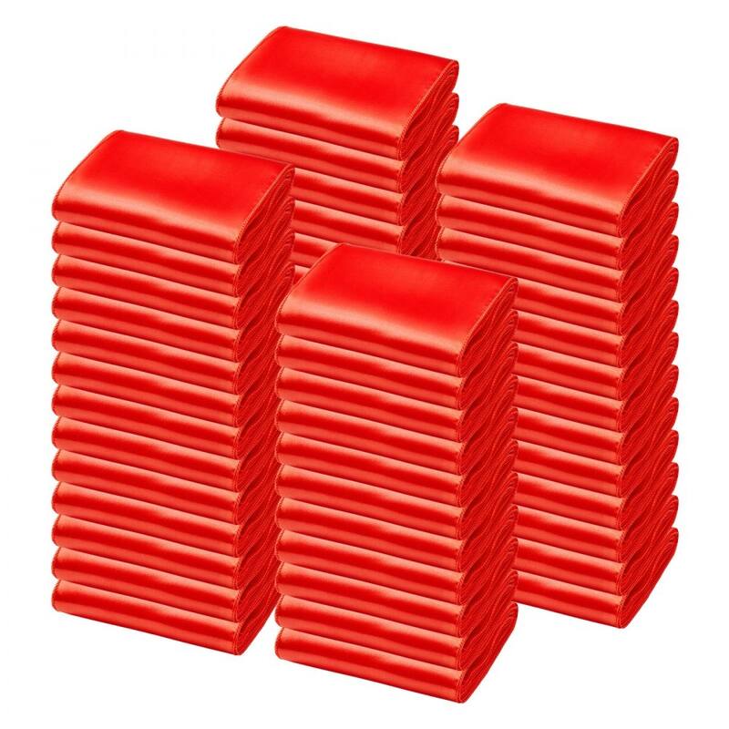 Satin Chair Ribbons for Wedding Reception Adjustable Fit for Folding Banquet and Chiavari Chairs - Red-100 PCS