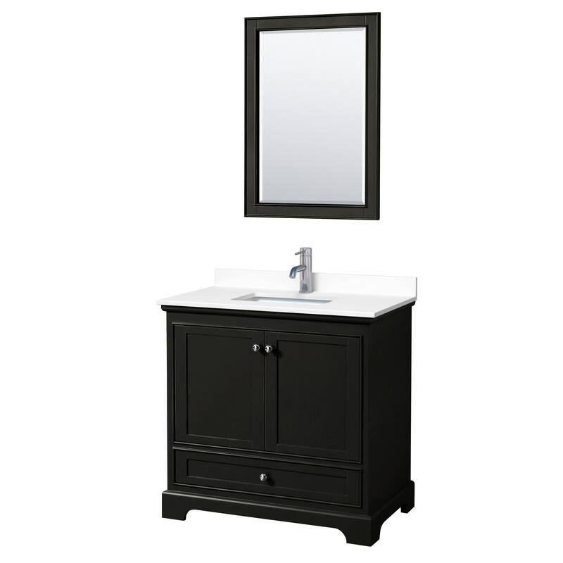 Wyndham Collection Deborah 36" Free Standing Single Basin Vanity Set - Dark Espresso / White Cultured Marble Top /