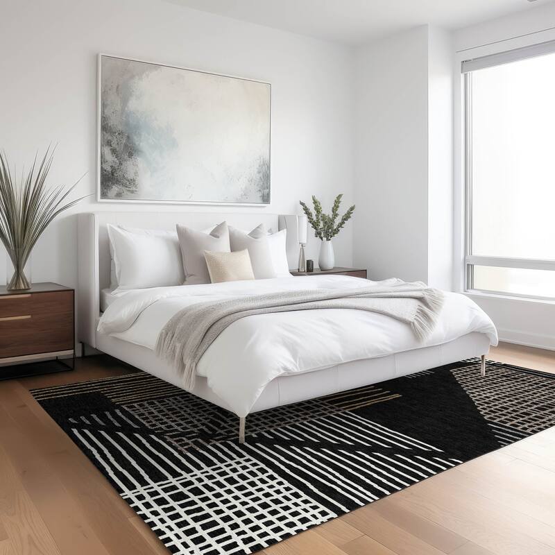 Machine Washable Indoor/ Outdoor Casual Contemporary Chantille Rug