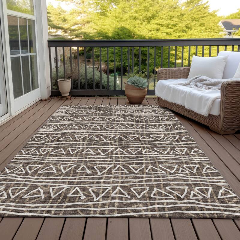 Machine Washable Indoor/ Outdoor Chantille Morrocan Boho Rug - Chocolate - 9' x 12'