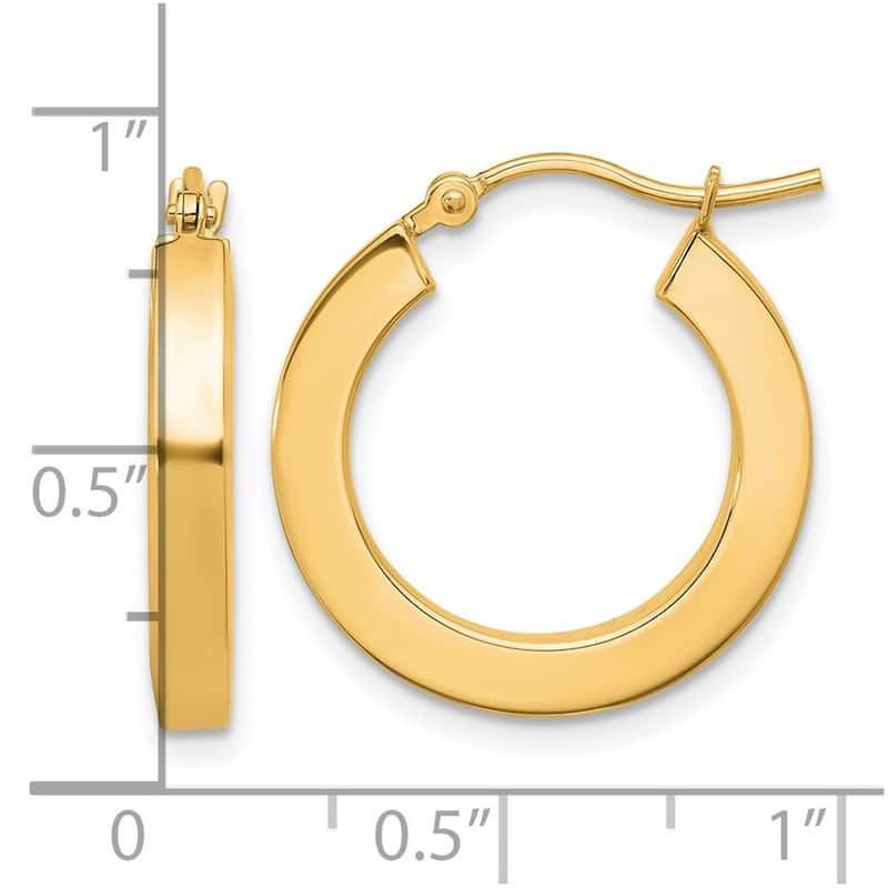 Curata 14k Yellow Gold Polished Square Hoop Earrings - 20x20mm
