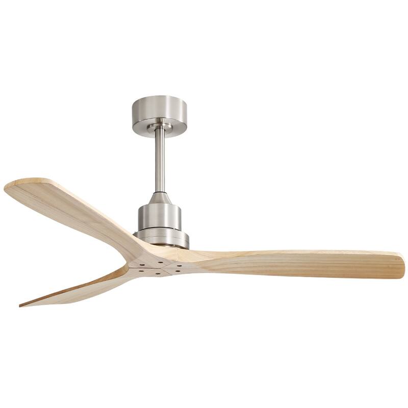 52 inch Modern Solid Wood / ABS Ceiling Fan With Remote Control(No Light),6 WInd Speed,Reversible Airflow - 52 Inch #A - Nickel with Burlywood Blades