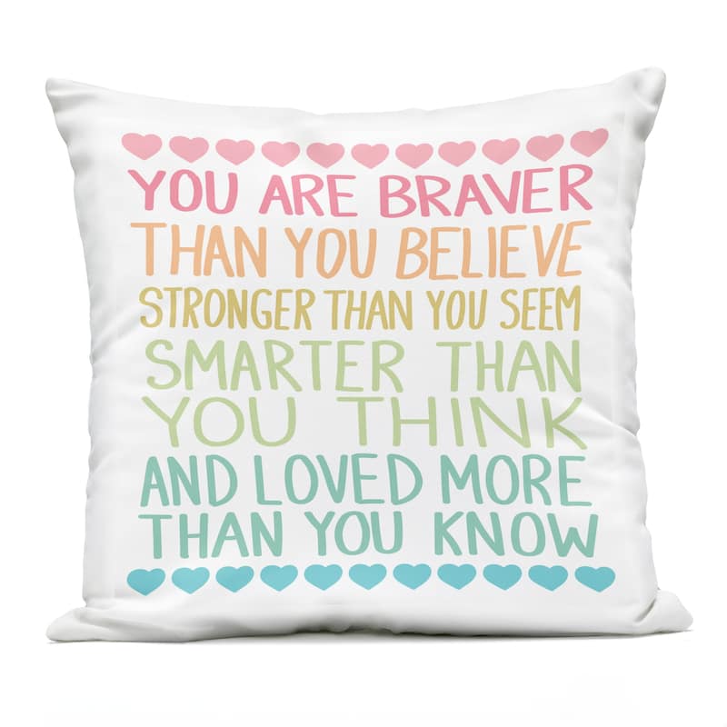 Stupell Rainbow Confidence Phrases Printed Outdoor Throw Pillow Design by Sweet Melody Designs - Accent - Polyester - Pink - Single