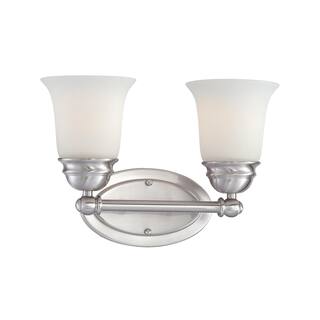 Elk Home Bella Brushed Nickel With White Glass 2 Light Vanity Light