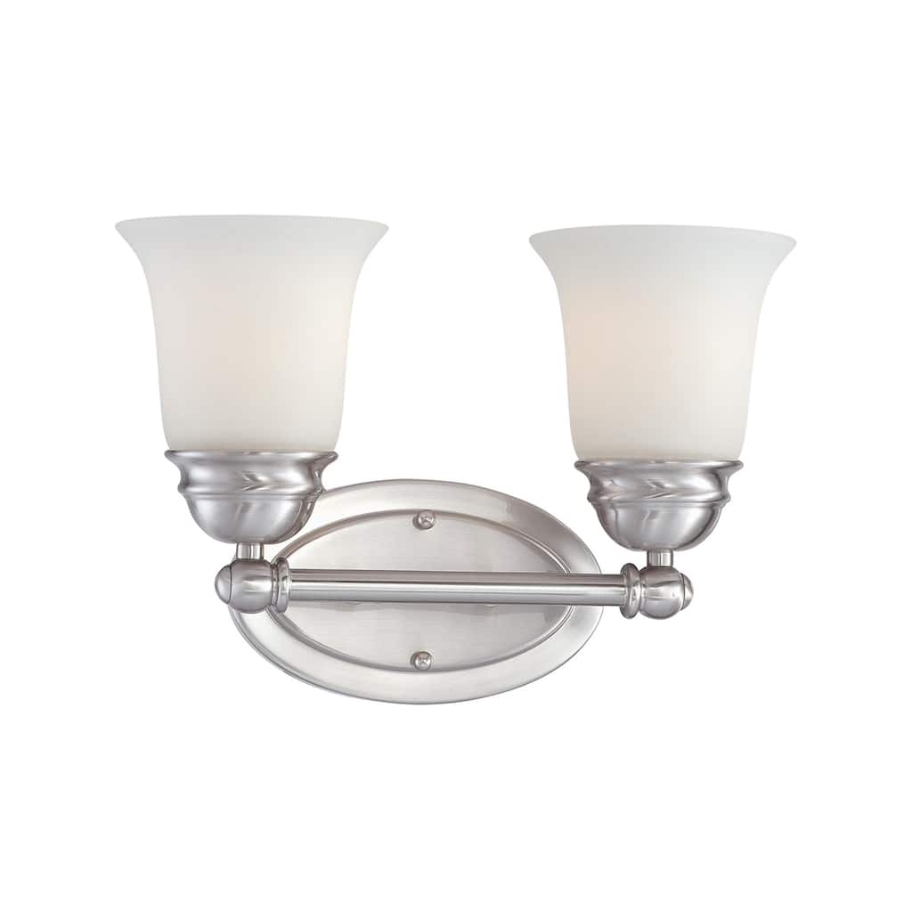 Elk Home Bella Brushed Nickel With White Glass 2 Light Vanity Light