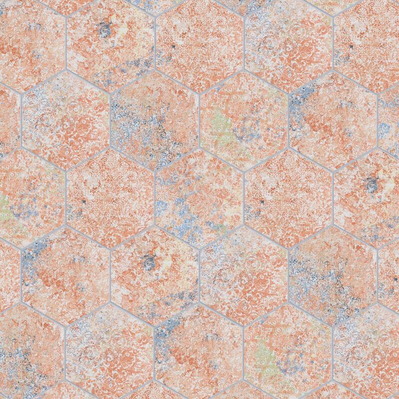 Merola Tile Emotion Hex Red 9-7/8" x 11-1/4" Porcelain Floor and Wall Tile