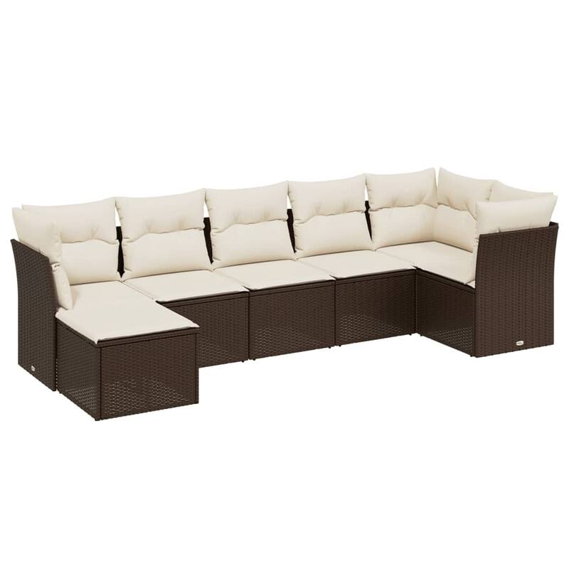 vidaXL Garden Sofa Set Beige/Black/Brown/Grey