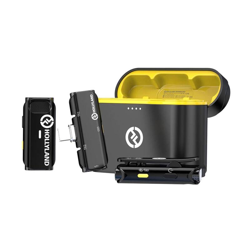 Hollyland Lark C1 Duo 2-Person Wireless Microphone System with USB-C Connector for Mobile Devices, Black, LARK C1 DUO-ANDROID-B - Black