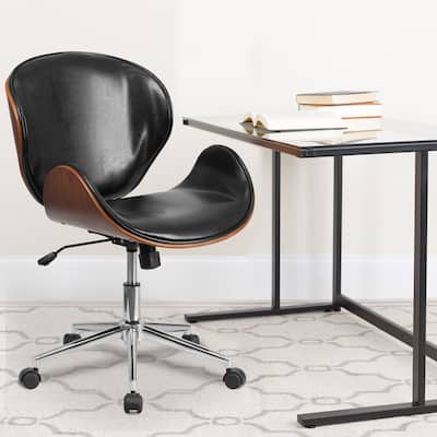 Mid-century Modern Upholstered Wood Office Chair