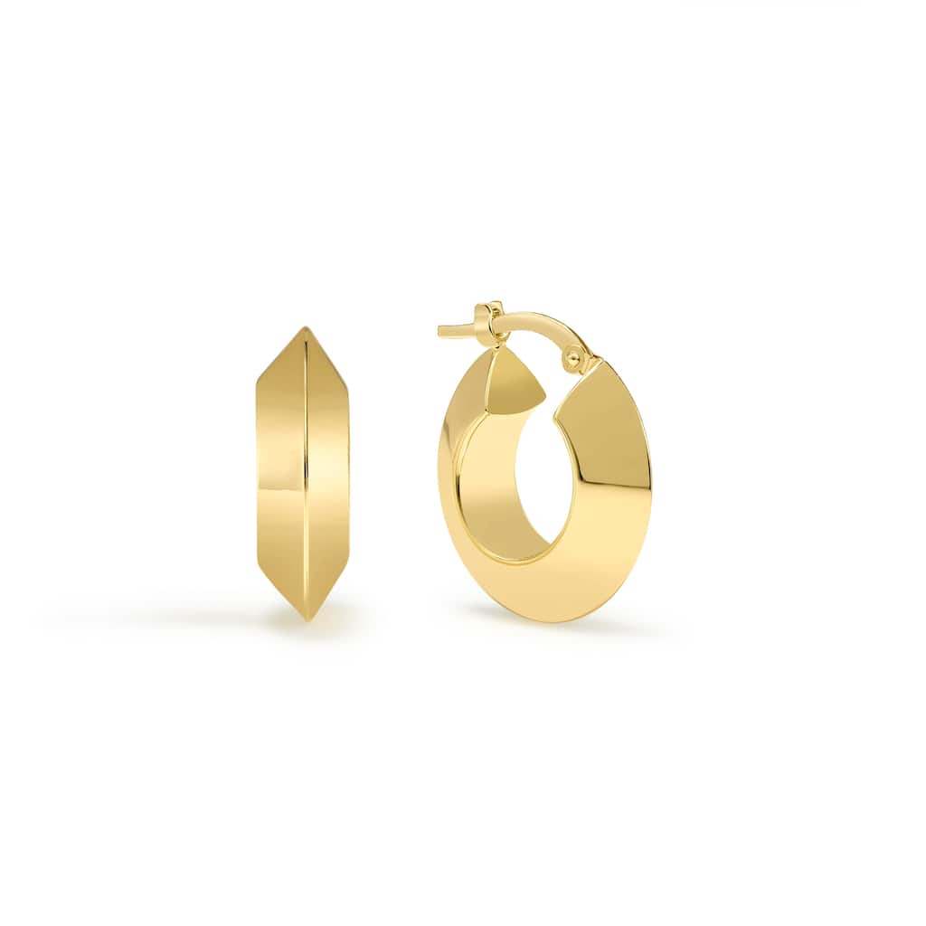 Clover 14K Yellow Gold High-Polish Knife-Edge Hoop Earrings