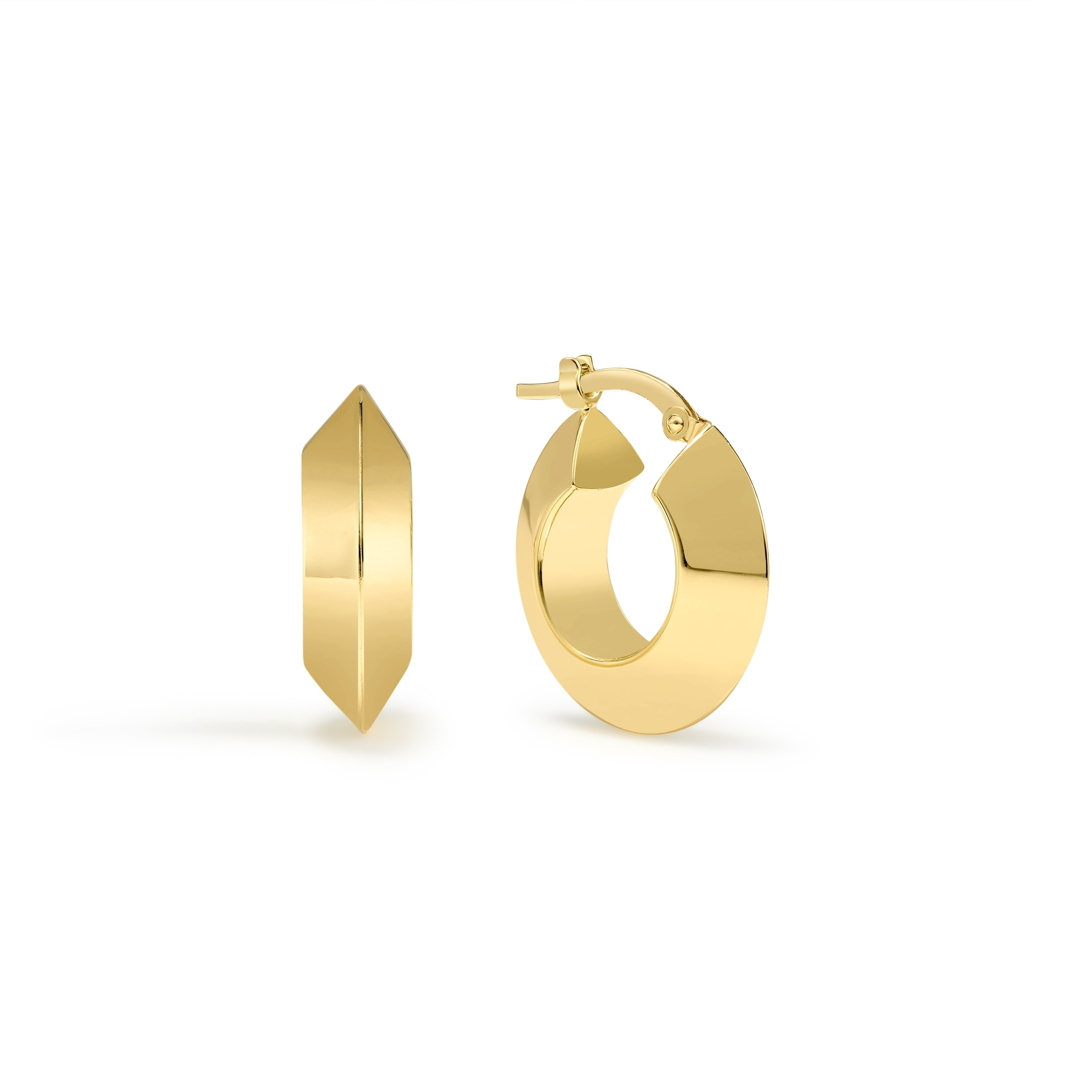 Clover 14K Yellow Gold High-Polish Knife-Edge Hoop Earrings
