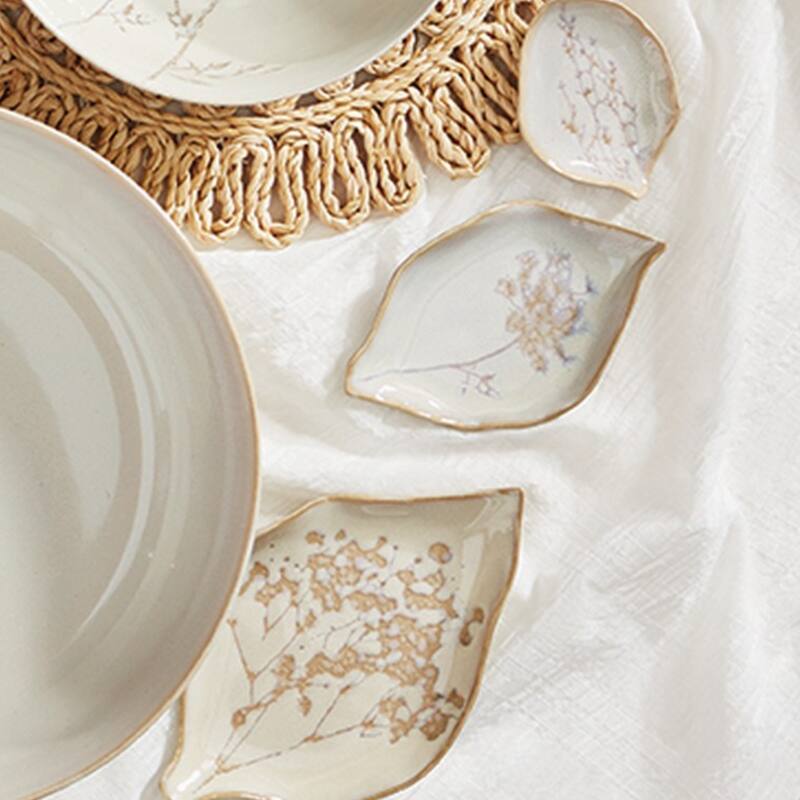 Leaf Dish Set Of 3 Dinnerware Serving Plate - Cream