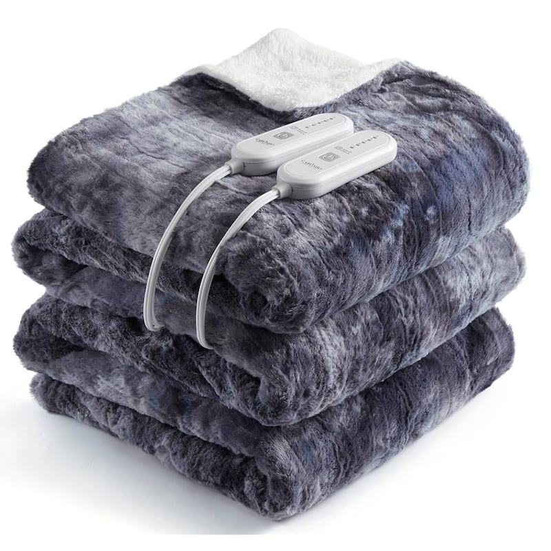 Soft Thicken Heated Electric Throw Blanket, Grey with 5 Heating Levels - 50*60 inch