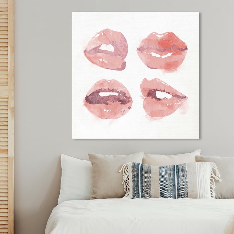 Wynwood Studio Fashion and Glam XO Glossy Lips White and Glam Wall Art Canvas Print - 40 x 40
