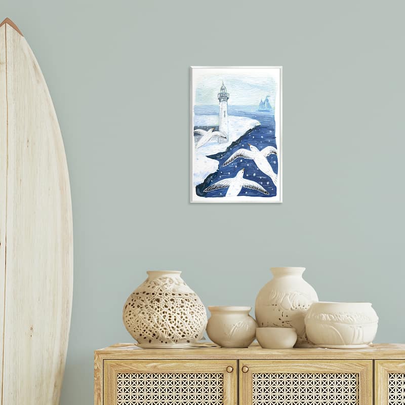 Stupell Snowy Winter Harbor Birds Wall Plaque Art Design By Hannah Moren