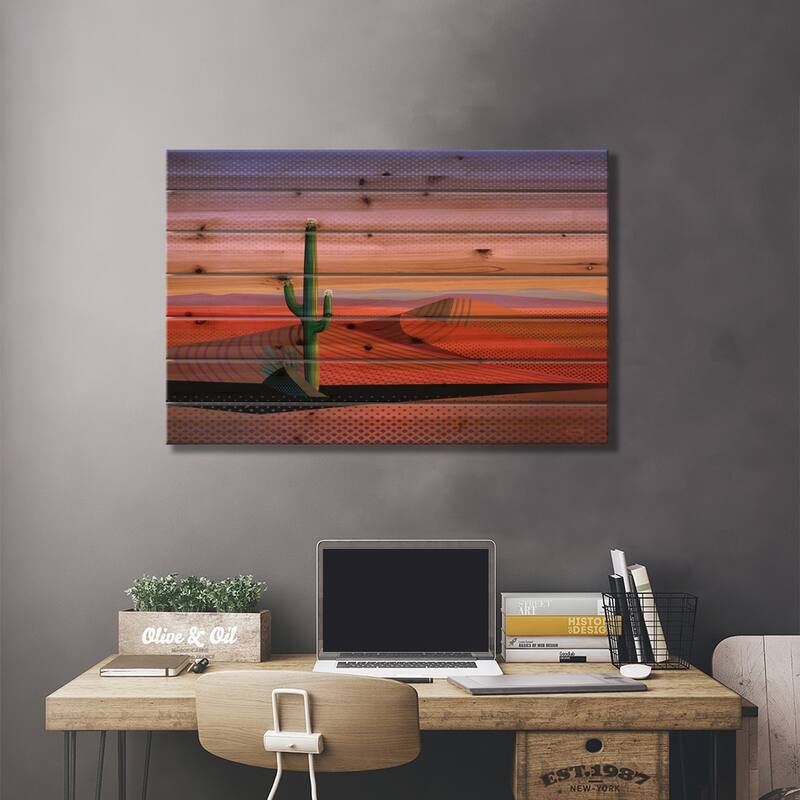 Saguaro Spiritual II Print On Wood by Charles Harker - Multi-Color