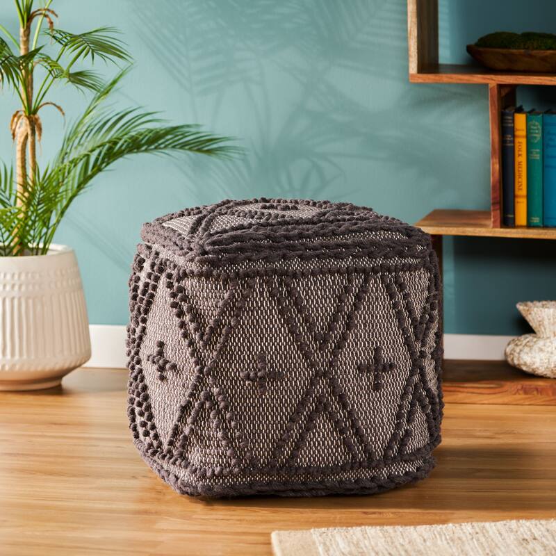 Fossa Handcrafted Boho Large Rectangular Pouf by Christopher Knight Home