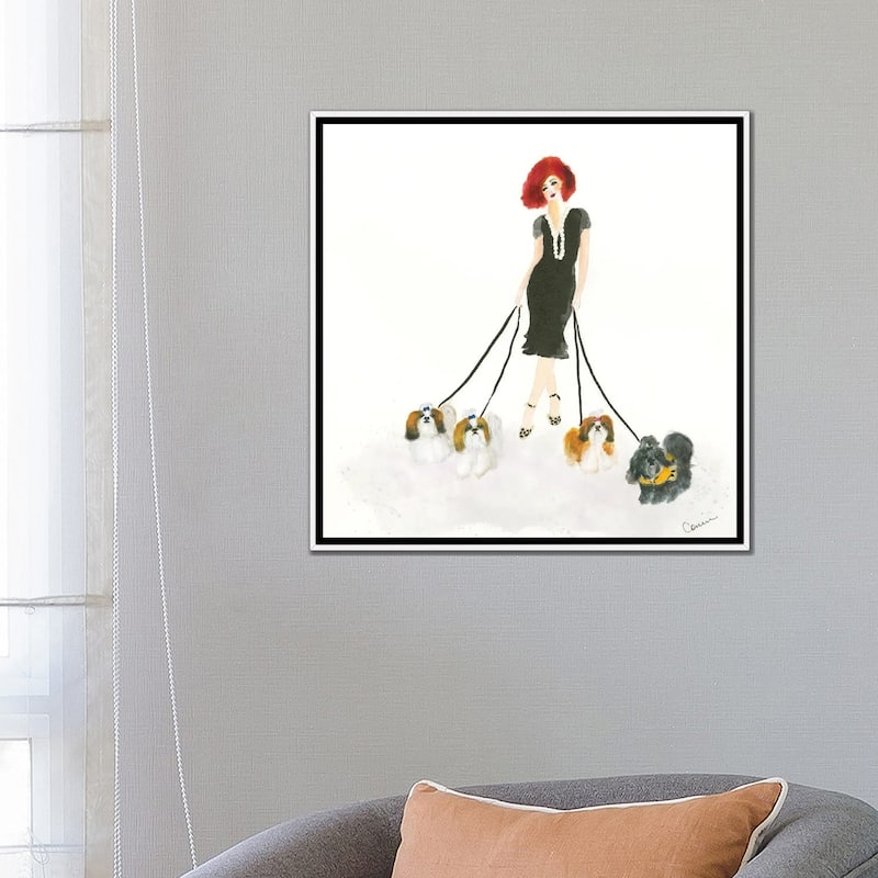 iCanvas "Shih Tzu Stroll" by Connie Collum Framed Canvas Print