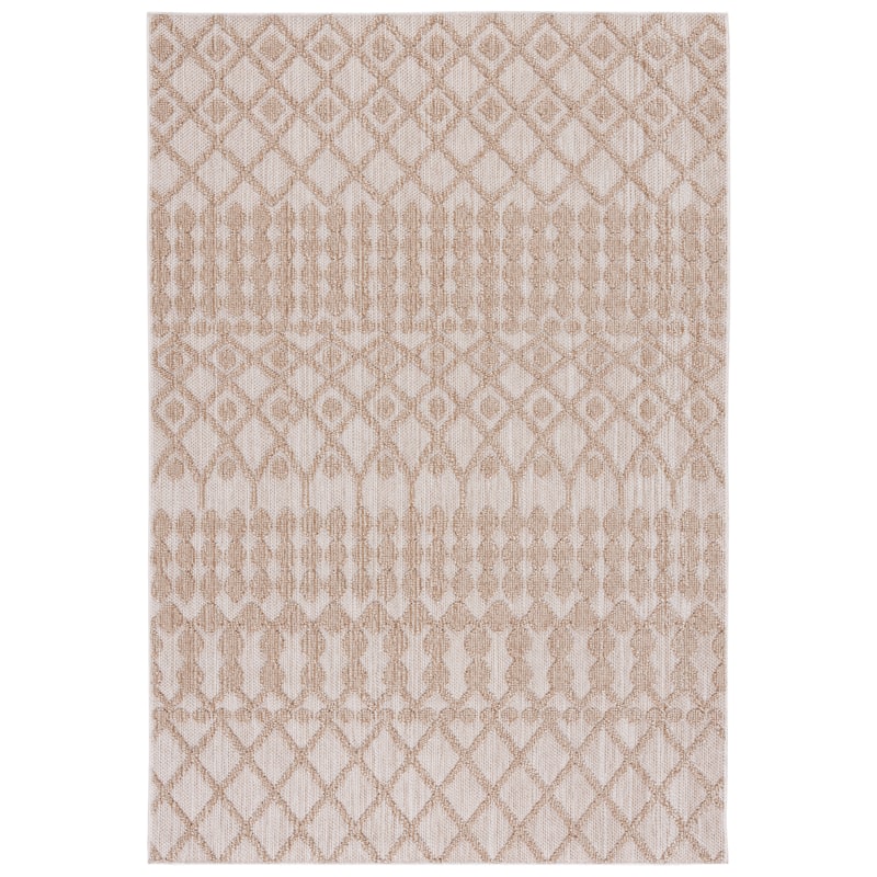 SAFAVIEH Global Aparicio Indoor/ Outdoor Moroccan Boho Rug - 6'7" Square - Beige/Brown