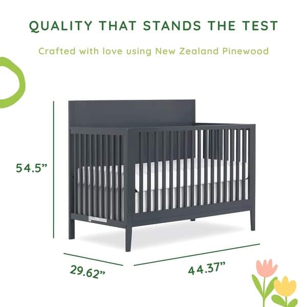 Sweetpea Baby Sedona 3-in-1 Convertible Crib made with Sustainable New Zealand Pinewood - Carbon