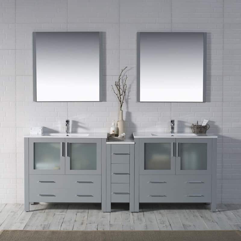Blossom Sydney 84 Inch Solid Wood Double Sink Vanity with Side Cabinet