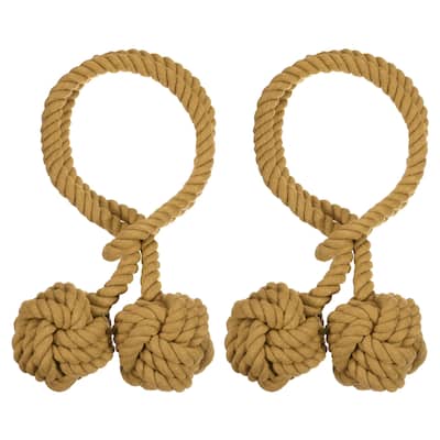 2Pcs Curtain Tiebacks Rope w Double Ball for Indoor/Outdoor Curtains
