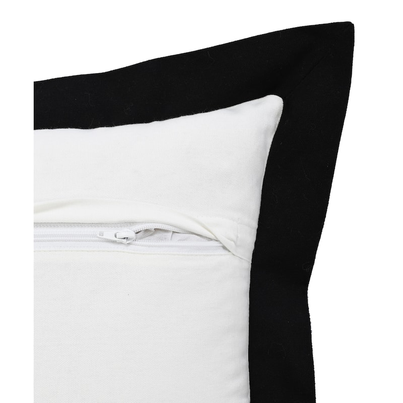HomeRoots 14" X 36" White And Black 100% Cotton Geometric Zippered Pillow