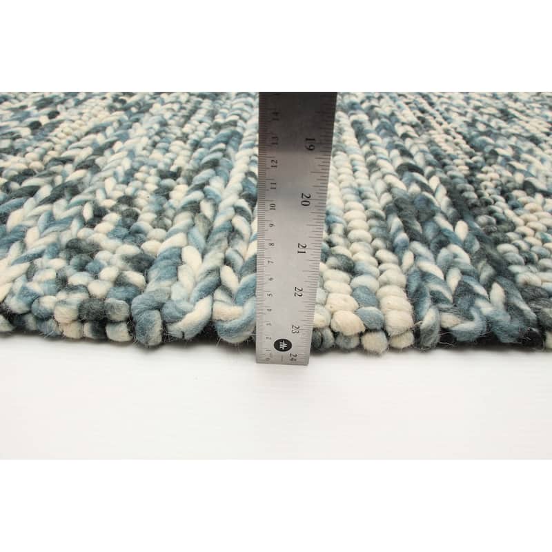 ECARPETGALLERY Braid weave Sienna Teal Wool Rug - 4'10 x 6'9