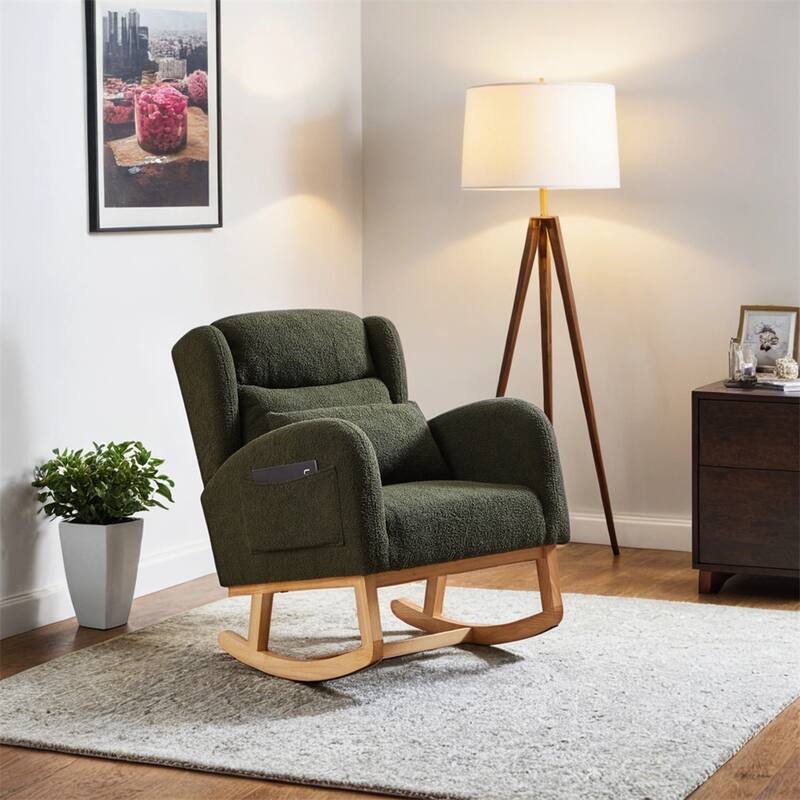 Modern Accent High Backrest Living Room Lounge Arm Rocking Chair