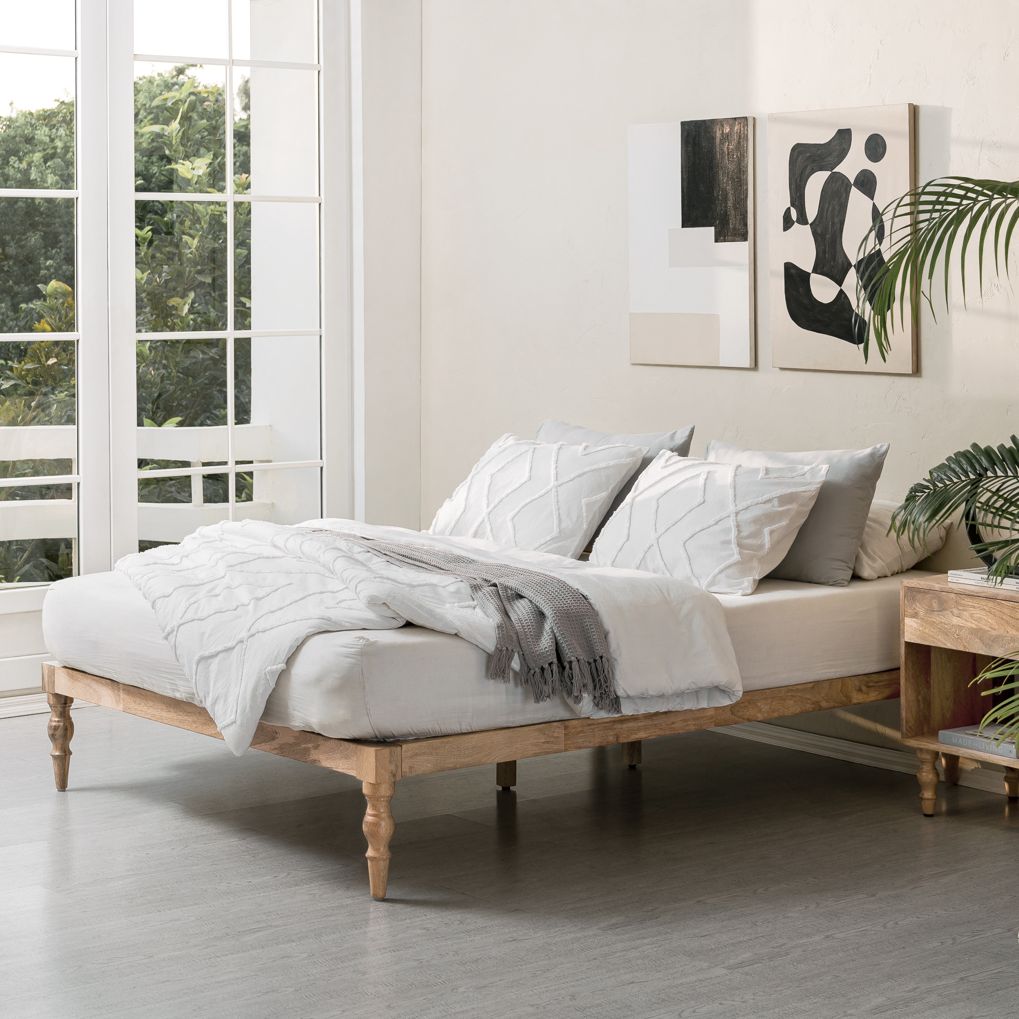 Mango wood platform hot sale bed