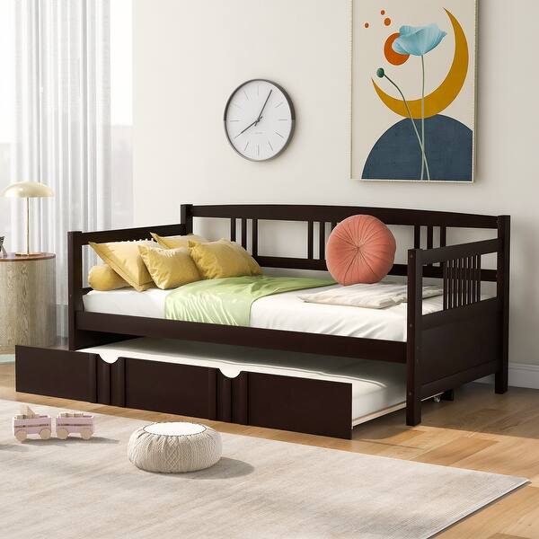 UalUse Sofa Bed Twin Size Daybed Wood Bed with PullOut Trundle