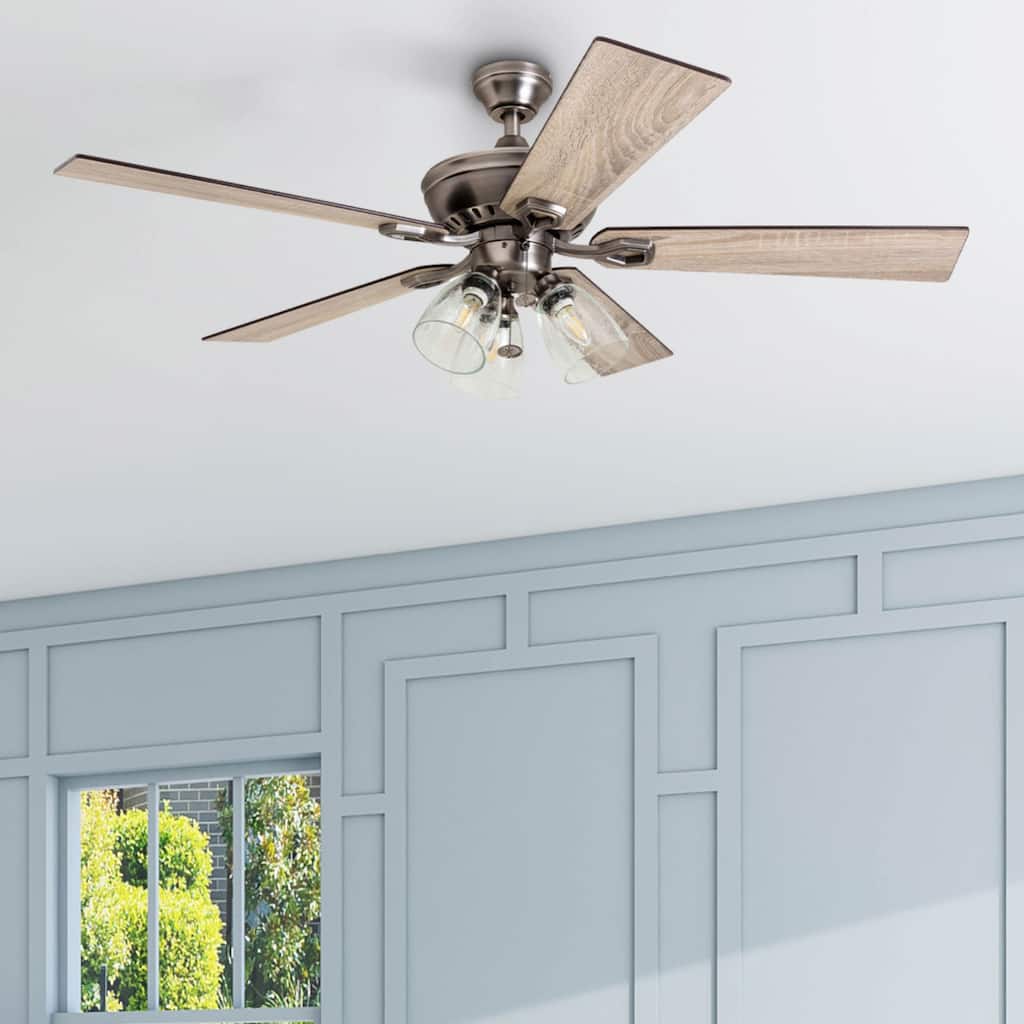 The Gray Barn Grumio Antique Pewter 52-inch Ceiling Fan with 5 Barnwood Blades